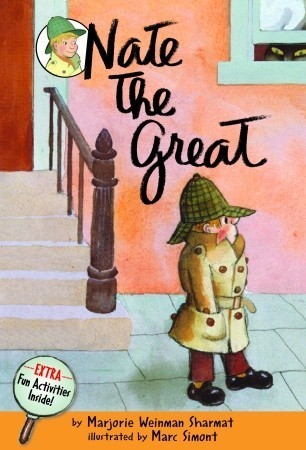 Book cover for Nate the Great featuring a boy detective dressed as Sherlock Holmes.