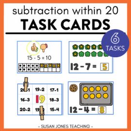 Subtraction within 20 Task Cards - Math Center