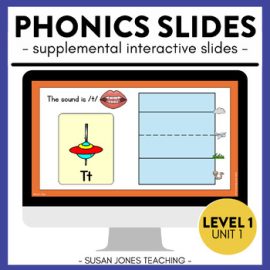 FUN Phonics Slides: Level 1, Unit 1 - Letter Sound Review, First Grade