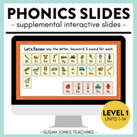 FUN Phonics Slides: Level 1, Units 1-14 for First Grade // GROWING BUNDLE