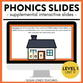 FUN Phonics Slides: Level 1, Unit 9 - Closed Syllables & Vowel Teams, 1st Grade