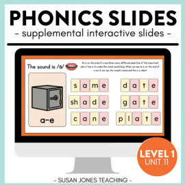 FUN Phonics Slides: Level 1, Unit 11 - Silent E, VCE Syllables, 1st Grade