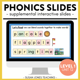 FUN Phonics Slides: Level 1, Unit 12 - 2-Syllable Words, 1st Grade