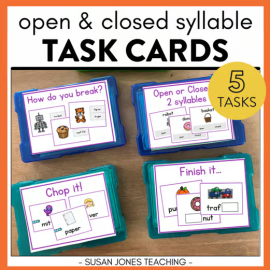 Open & Closed Syllable Task Cards - Phonics Centers