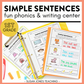 Writing & Phonics Center for First Grade: Simple Sentences
