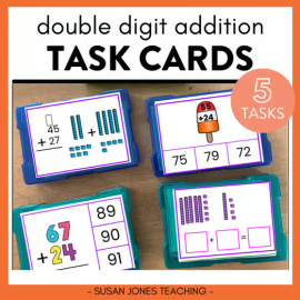 Double Digit Addition Task Cards - Math Centers 1st Grade