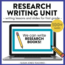 Research Informative Writing Lessons & Teaching Slides for 1st Grade