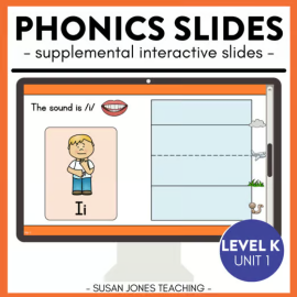 FUN Phonics Slides: K, Unit 1 - Letter Names & Sounds, Kindergarten - 12 weeks