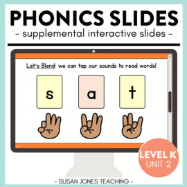 FUN Phonics Slides: K, Unit 2 - Letter Sounds & Blending, Kindergarten - 3 weeks