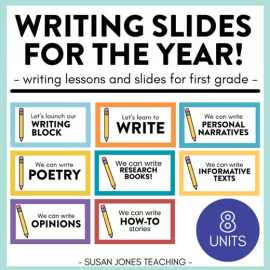 1st Grade Writing Lessons & Slides for the Year: Narrative, Opinion, Informative