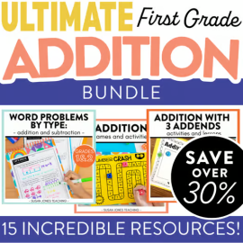 Addition for 1st Grade MASTER Bundle - Lessons, Activities, Centers, Slides