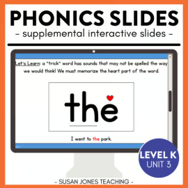FUN Phonics Slides: K, Unit 3 - Letter Sounds & Blending, Kindergarten - 6 weeks